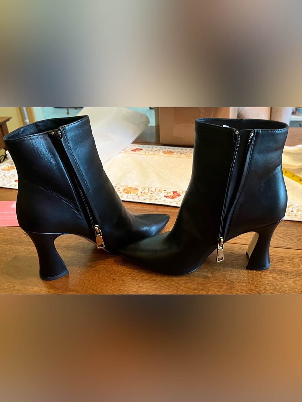 Coach Black Pointed-Toe Leather Heeled Ankle Boots - Picture 11 of 13